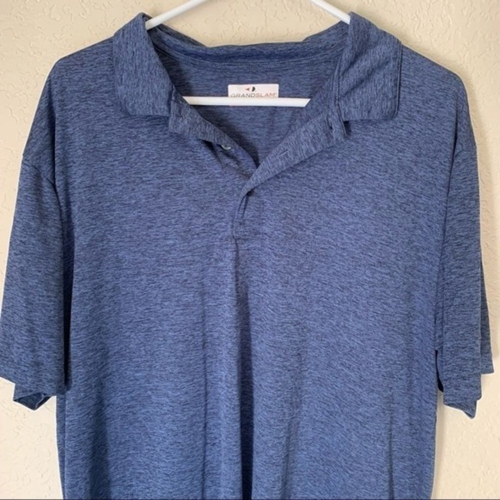 Grand Slam Polo Mens XL Blue‎ Performance Space Dye Short Sleeve Golf Shirt - Picture 7 of 10